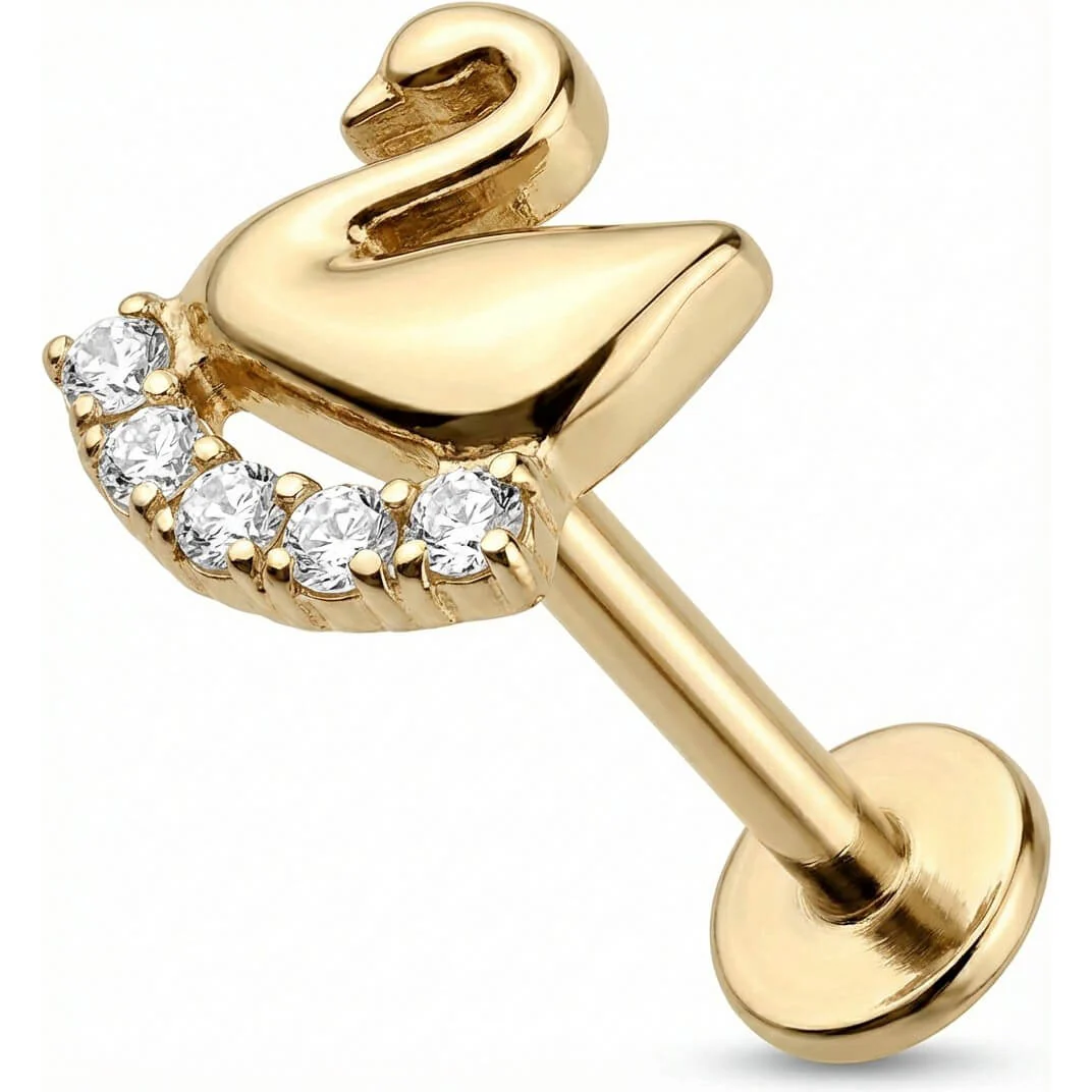 Titan Labret Schwan Mit Kristall Bogen Innengewinde - Image 3