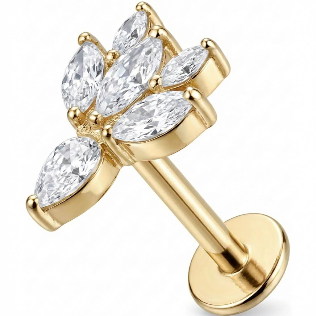 Titan Labret Marquise Kristall Lotus Blüte Innengewinde - Image 3