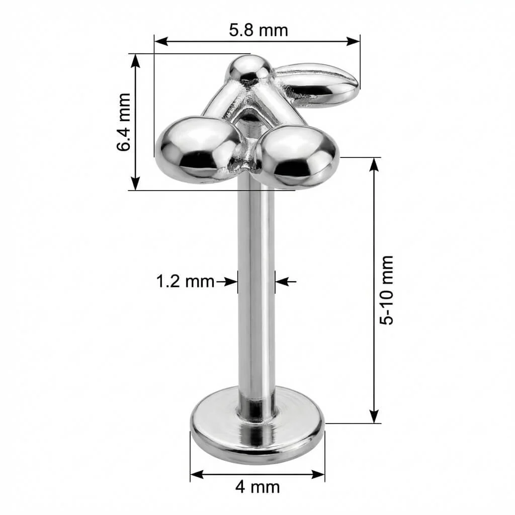 Titan Labret Doppelkirschen Mit Kleinem Blatt Innengewinde - Image 2