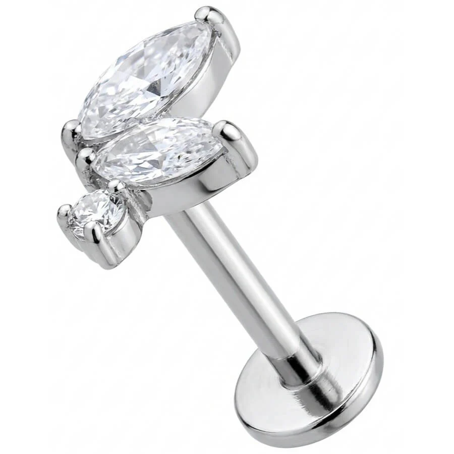 Titan Labret Marquise Kristall Blatt Cluster Innengewinde