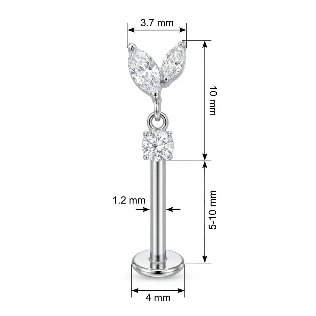 Titan Labret Marquise Blätter Mit Rundem Anhänger Innengewinde - Image 2