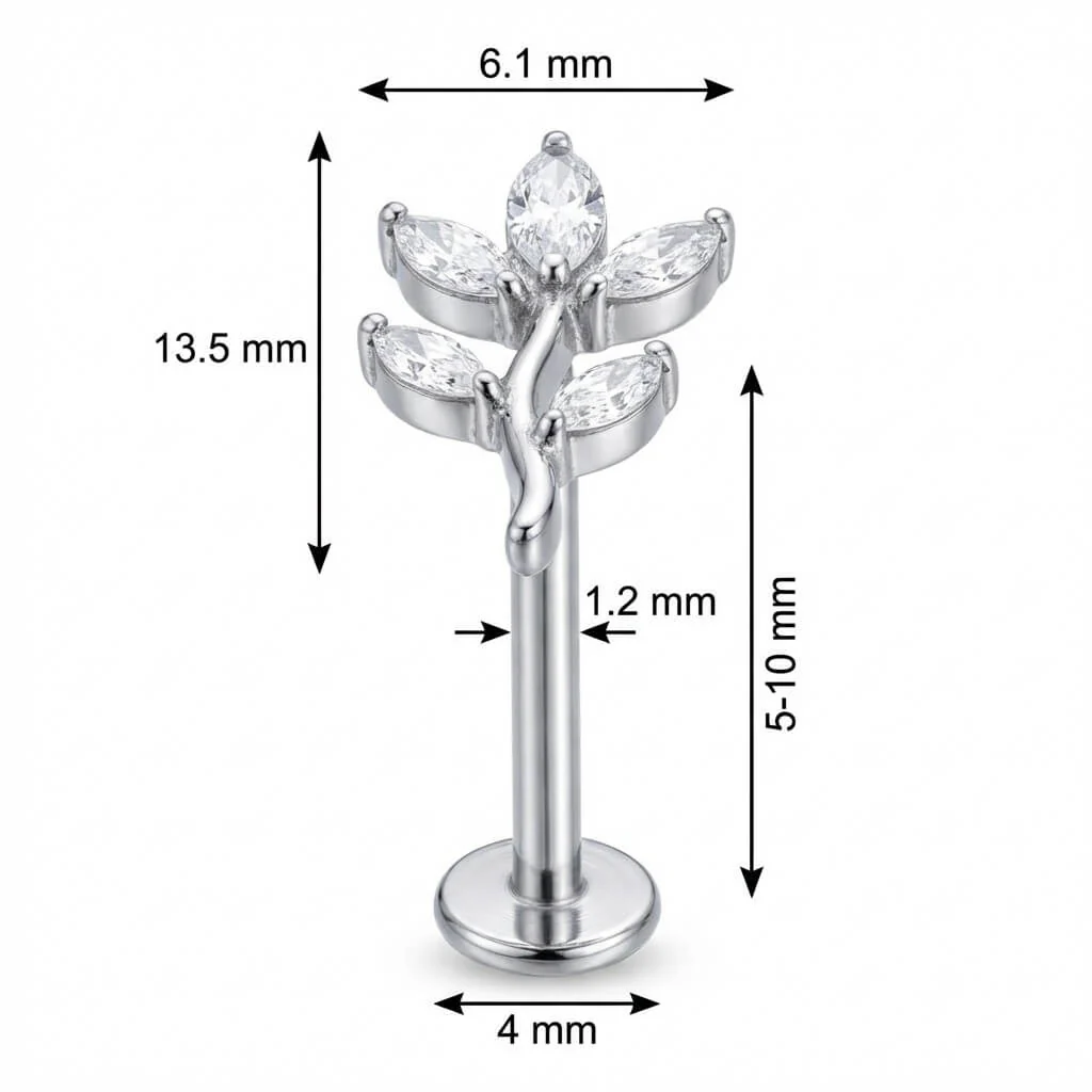 Titan Labret Gebogener Zweig Marquise Blätter Innengewinde - Image 2