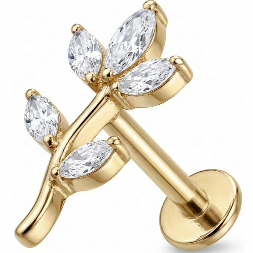 Titan Labret Gebogener Zweig Marquise Blätter Innengewinde - Image 3