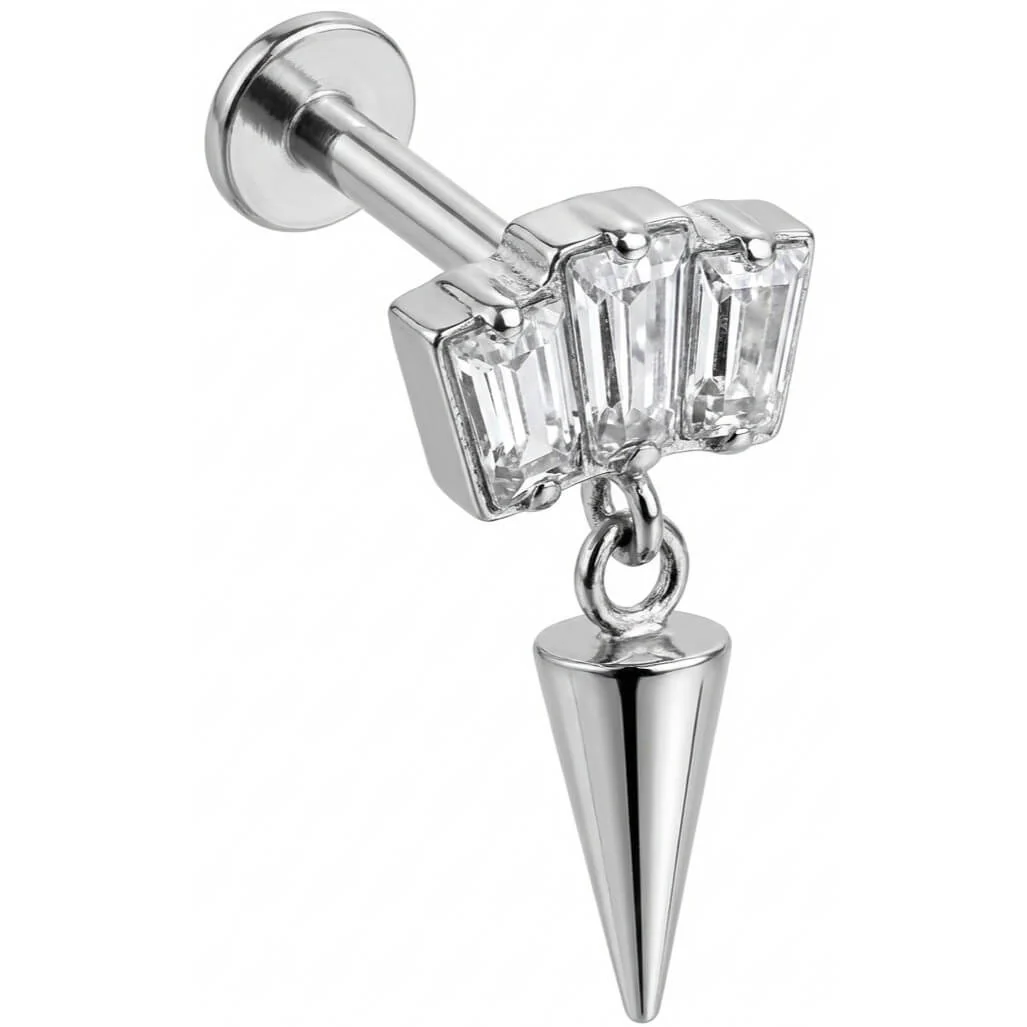 Titan Labret Baguette Kristalle Mit Spike Anhänger Innengewinde