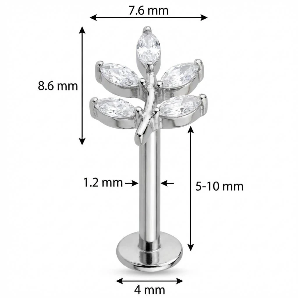 Titan Labret Kristall Marquise Blatt Zweig Innengewinde - Image 2