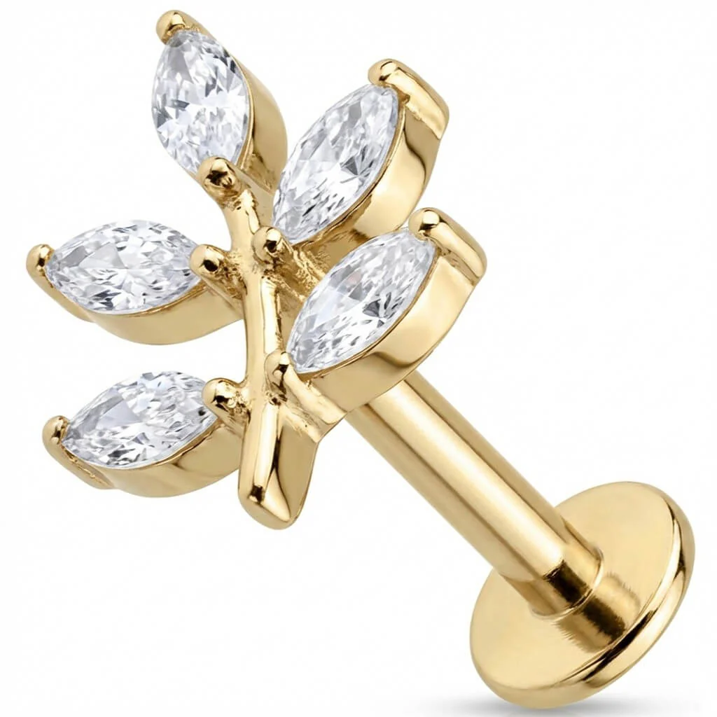 Titan Labret Kristall Marquise Blatt Zweig Innengewinde - Image 3